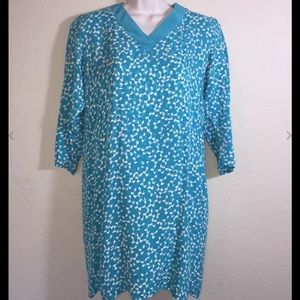 Vintage 80’s Carlisle Turquoise White Silk Dress